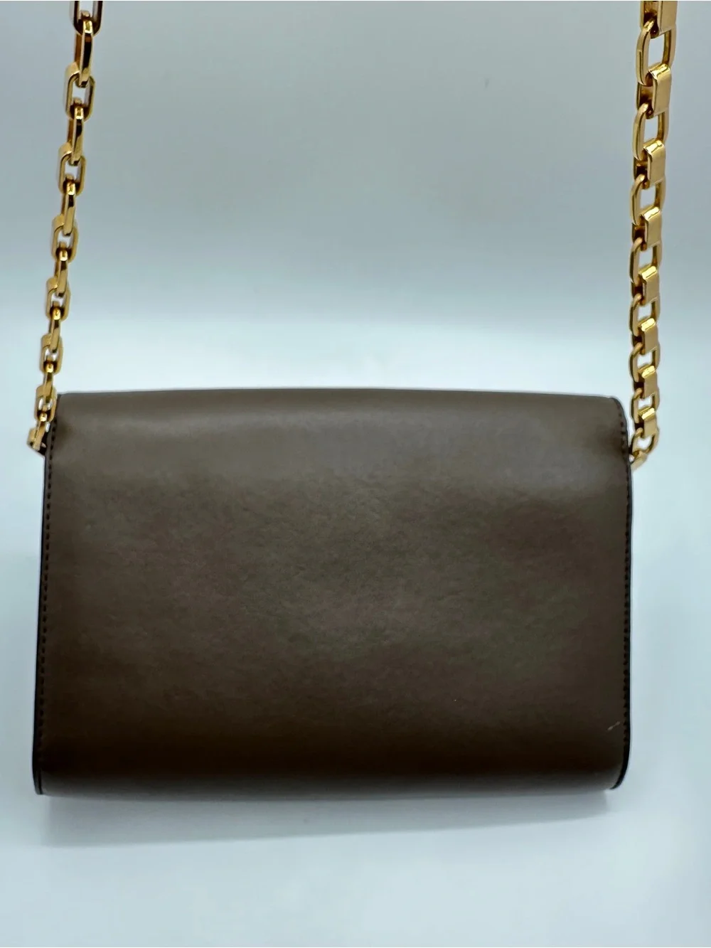 Louis Vuitton Louise Chain Wallet Smooth Calfskin Leather Taupe Brown Gold